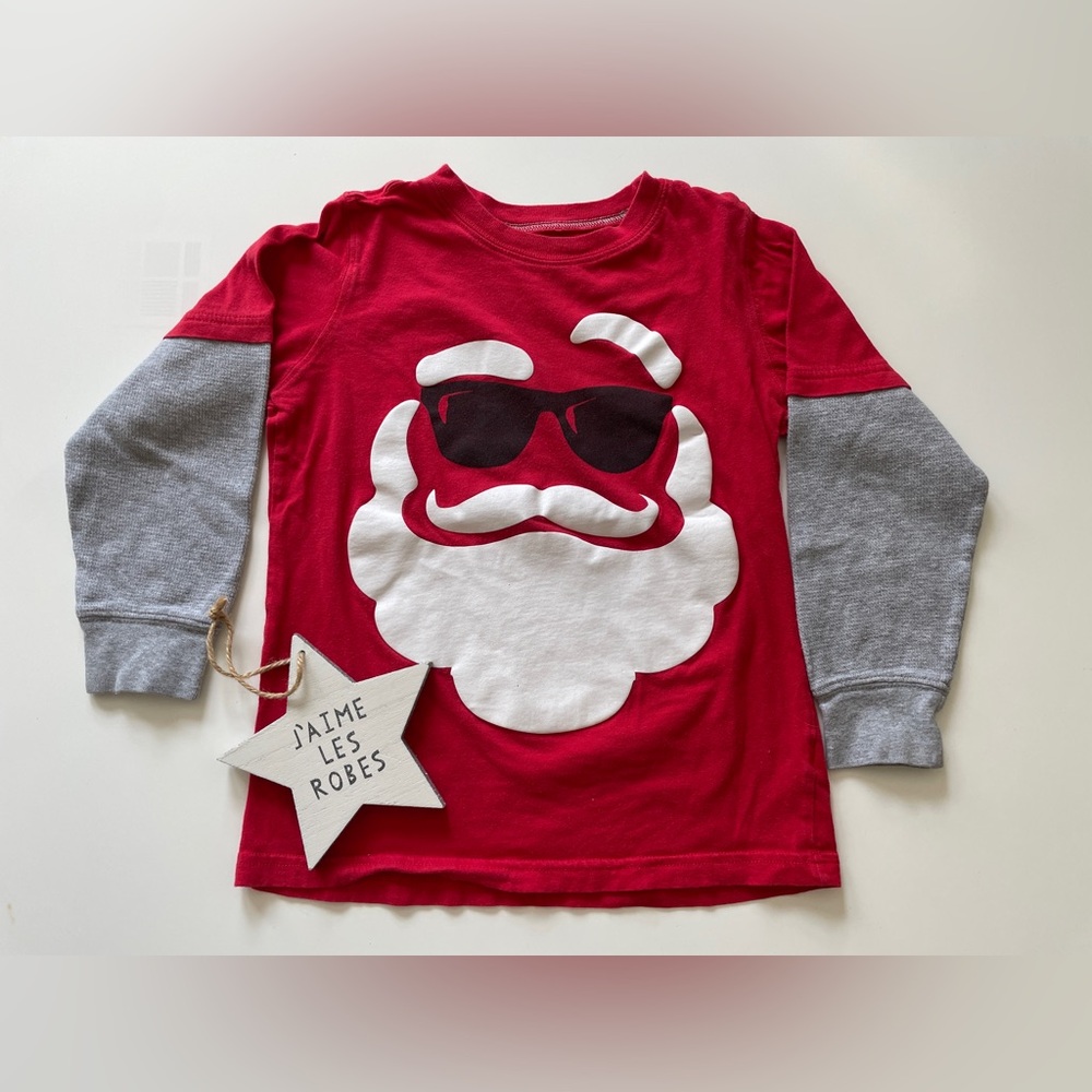 CARTER’S Kids Red and Gray Santa Long Sleeve Tee